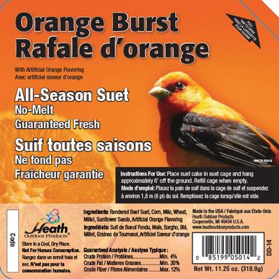 Show full view: Heath Orange Burst Select Suet Cake Wild Bird Food, 11.25-oz, case of 12 slide 9 of 10