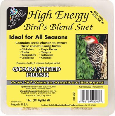 Show full view: Heath Outdoor Products Bird's Blend High Energy Suet Cake Wild Bird Food, 11-oz, 12 count slide 1 of 3