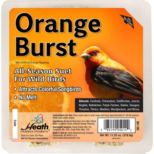 Heath Outdoor Products Orange Burst Suet Cake Wild Bird Food, 10 count