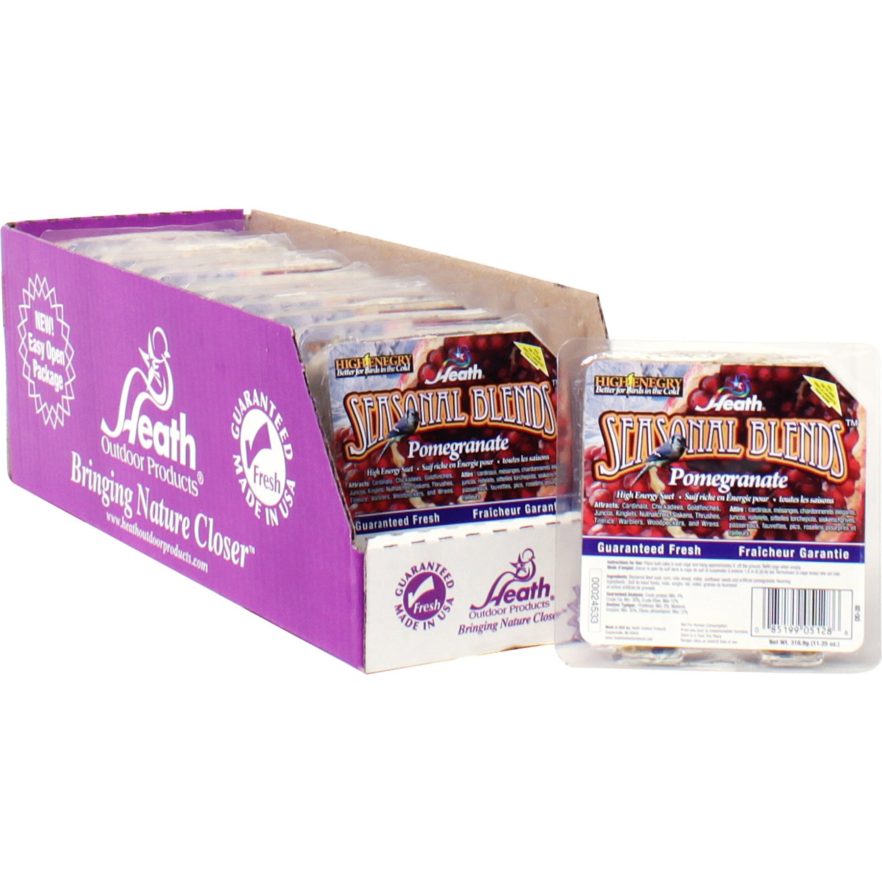 Heath Outdoor Products Pomegranate Flavor Suet Cake Bird Food, 11.25-oz cake, pack of 12