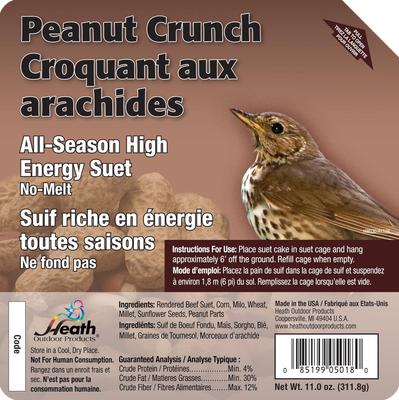 Show full view: Heath Peanut Crunch Select Suet Cake Wild Bird Food, 11-oz, case of 12 slide 7 of 10