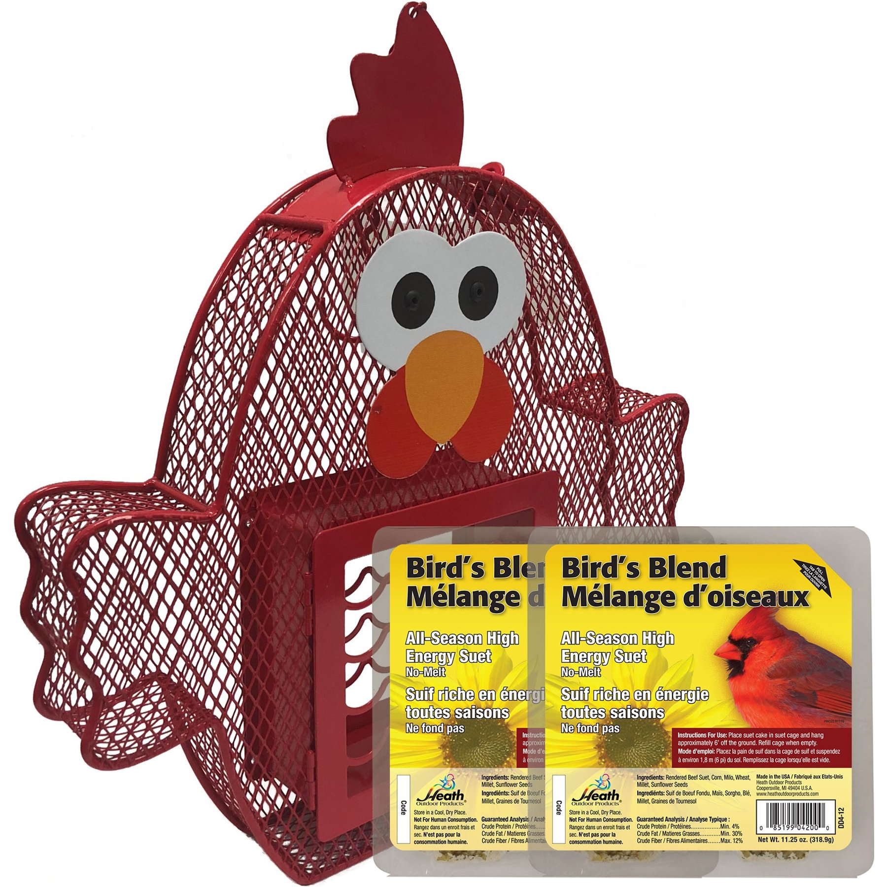 Heath Suet 'N Seed Whimsical Chicken Suet Cake Bird Feeder