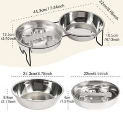 Heeyoo Bone Pattern Elevated 304 Stainless Steel Slow Feeder Dog Bowl, 3-cup, 2 count slide 2 of 8