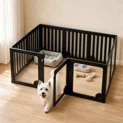 Heeyoo Indoor & Outdoor 10-Panel 24-in Dog Playpen with Secure Locking Door, Black