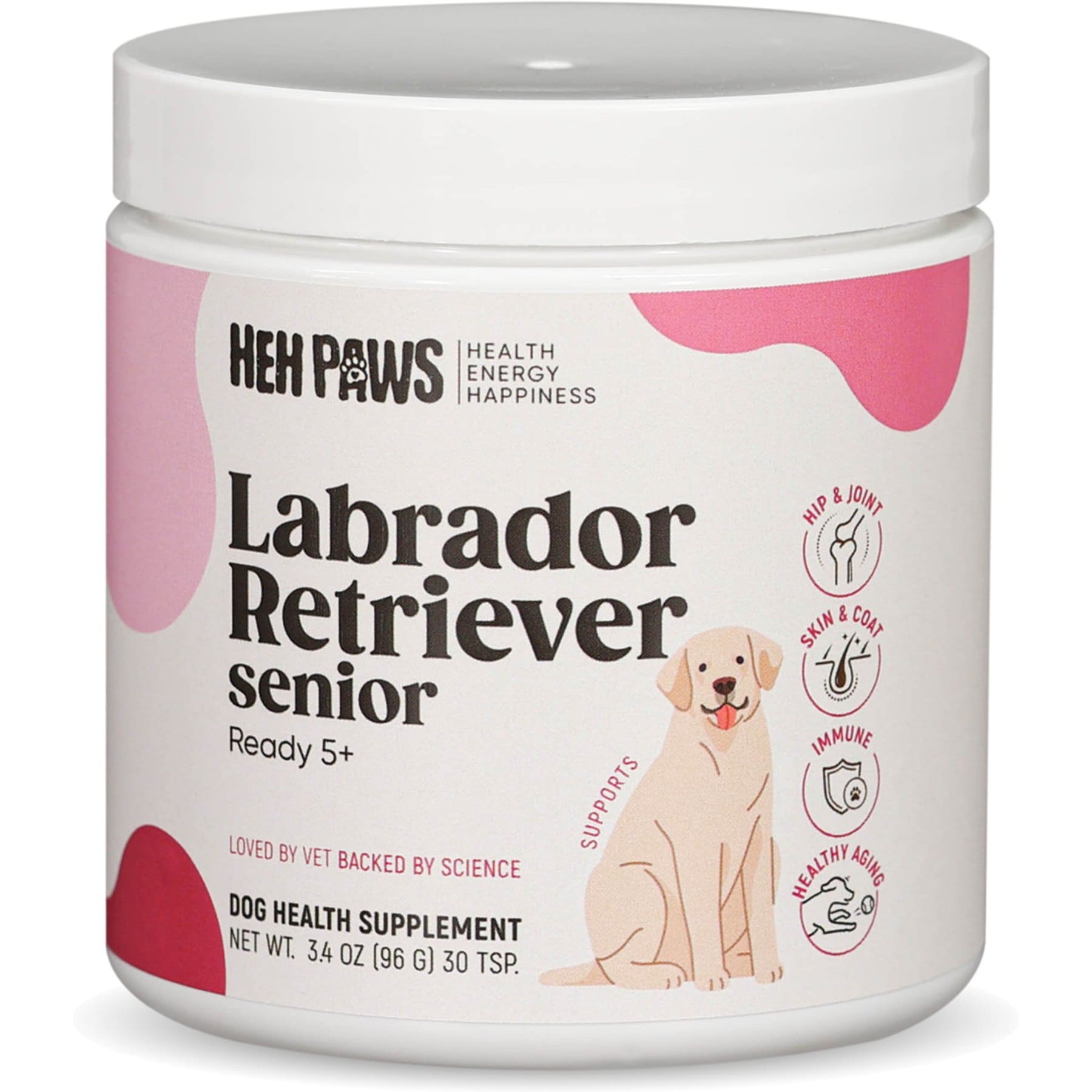 HEH PAWS Hip & Joint Support Beef Flavored Powder Supplement for Senior Labrador Retriever Dogs, 6.8-oz bundle