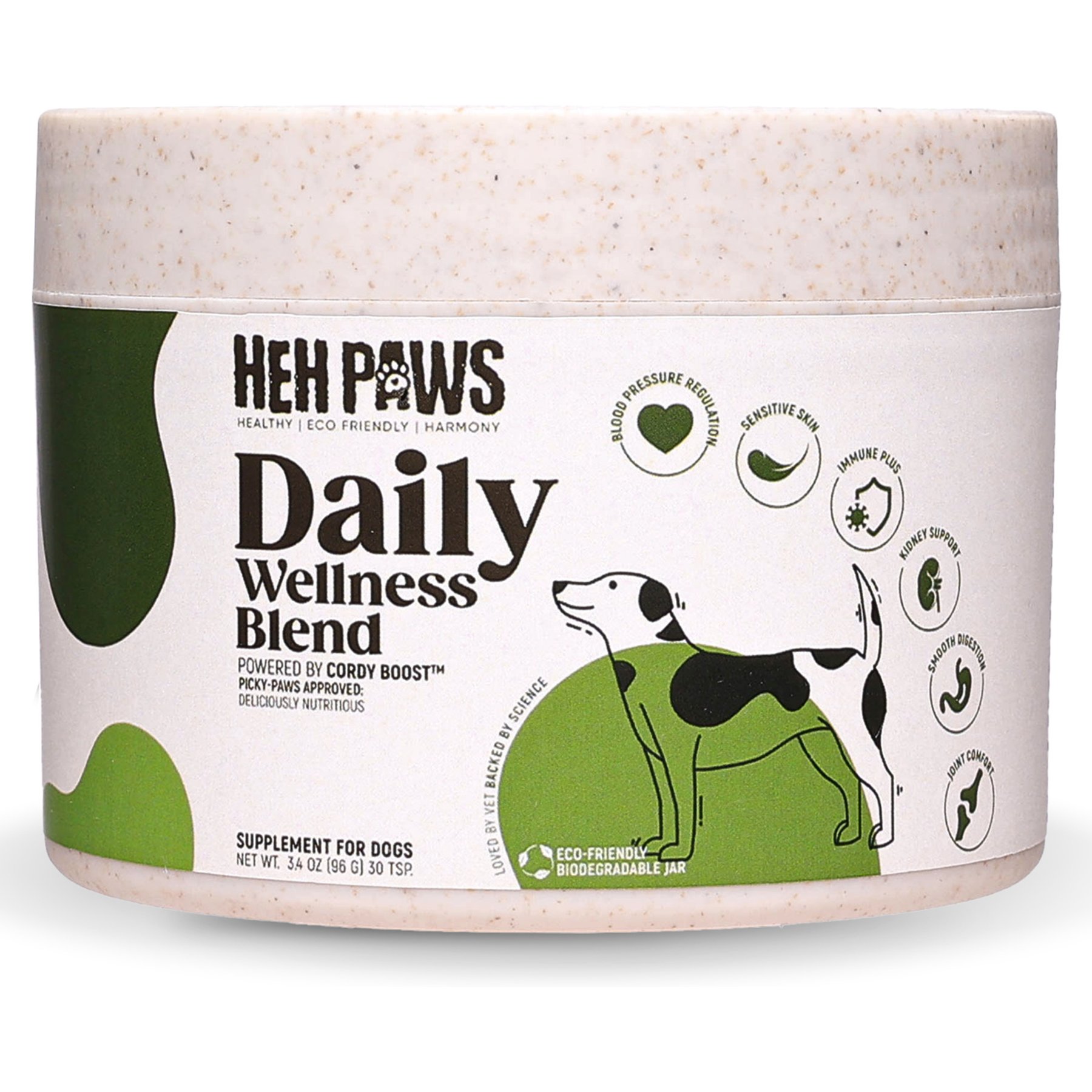HEH PAWS The Daily Wellness Blend Heart Care Chicken Flavored Powdered Supplement for Dogs, 3.4-oz jar