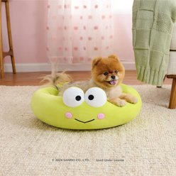 Hello Kitty Sanrio Keroppi Dog & Cat Bed with Removable Cover, Green, Small