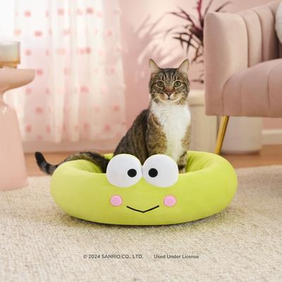 Show full view: Hello Kitty Sanrio Keroppi Dog & Cat Bed with Removable Cover, Green, Small slide 3 of 7