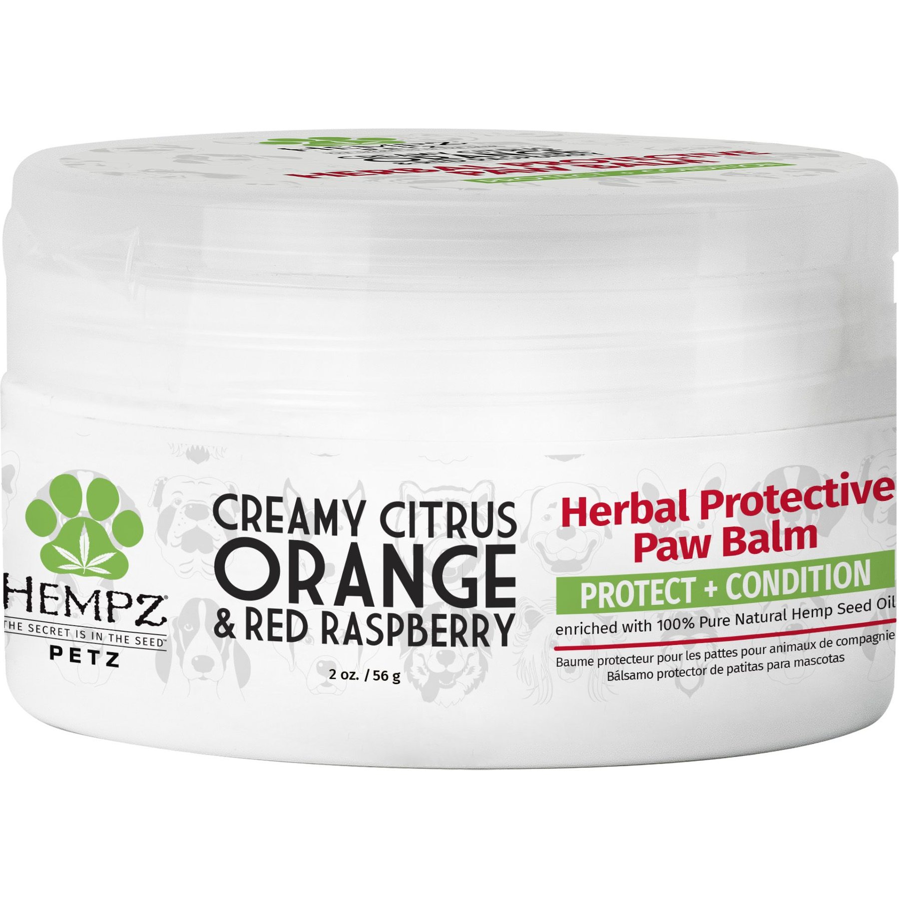 Hempz Petz Creamy Citrus Orange Red Raspberry Dog Paw Balm, 2-oz jar