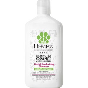 Hempz Petz Deodorizing Dog Shampoo, Creamy Citrus Orange & Red Raspberry Scent, 17-fl oz bottle