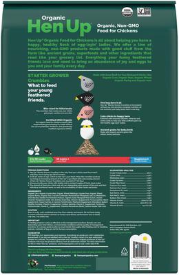 Show full view: Hen Up Starter Grower Organic Non-GMO 18% Protein Chicken Feed, 25-lb bag slide 2 of 7