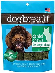 Herbsmith Dog Breath Mint Flavored Dental Dog Treats for Large Dogs, 15 count