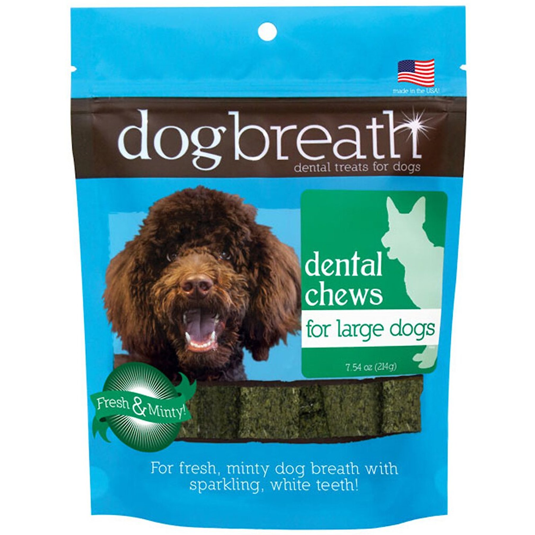 Herbsmith Dog Breath Mint Flavored Dental Dog Treats for Large Dogs, 15 count