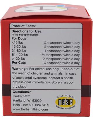 Show full view: Herbsmith Herbal Blends Bladder Care Powdered Dog & Cat Supplement, 75g jar slide 5 of 6