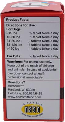Show full view: Herbsmith Herbal Blends Bladder Care Tablets Dog & Cat Supplement, 90 count slide 5 of 5