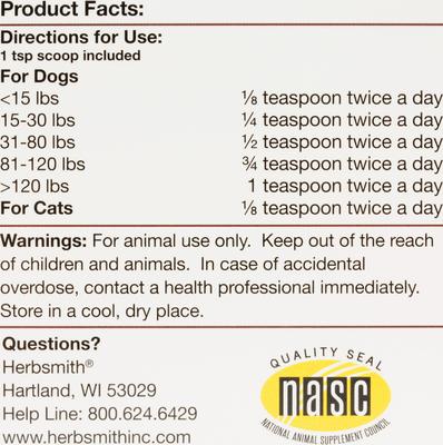 Show full view: Herbsmith Herbal Blends Milk Thistle Powdered Dog & Cat Supplement, 150g jar slide 5 of 6