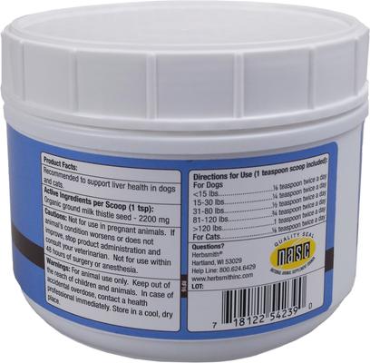 Show full view: Herbsmith Herbal Blends Milk Thistle Powdered Dog & Cat Supplement, 500g jar slide 4 of 7