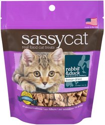 Herbsmith Sassy Cat Rabbit & Duck with Broccoli & Cranberry Freeze-Dried Cat Treats, 1.25-oz bag