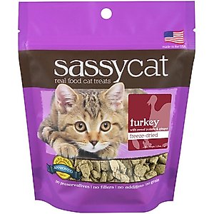 Herbsmith Sassy Cat Turkey with Sweet Potato & Ginger Freeze-Dried Cat Treats, 1.25-oz bag