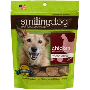 Herbsmith Smiling Dog Chicken with Apples & Spinach Freeze-Dried Dog Treats, 2.5-oz bag