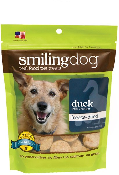Herbsmith Smiling Dog Duck with Oranges Freeze-Dried Dog Treats, 2.5-oz bag