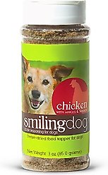 Herbsmith Smiling Dog Kibble Seasoning Freeze-Dried Chicken with Apples & Spinach Dog Food Topper, 3-oz bottle