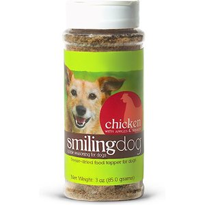 Herbsmith Smiling Dog Kibble Seasoning Freeze-Dried Chicken with Apples & Spinach Dog Food Topper, 3-oz bottle