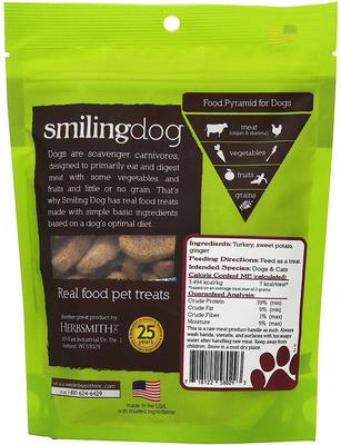 Show full view: Herbsmith Smiling Dog Turkey with Sweet Potato & Ginger Freeze-Dried Dog Treats, 2.5-oz bag slide 3 of 5