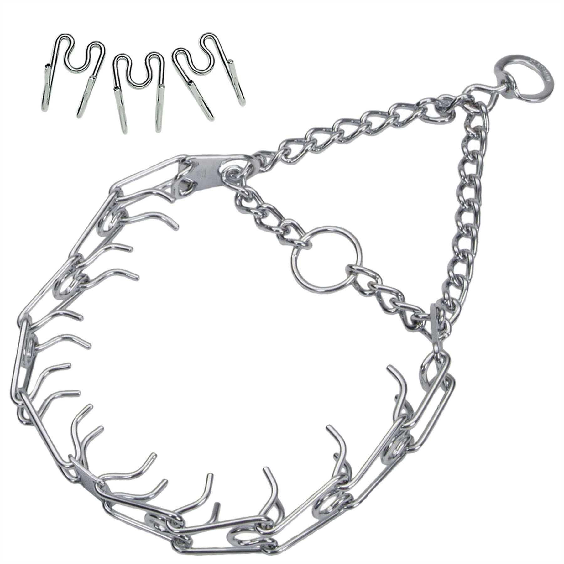 Herm Sprenger Ultra-Plus Training Dog Prong Collar, 14-in neck, 2.25-mm wide + Prong Training Dog Collar Replacement Links, 3 count, 2.25mm