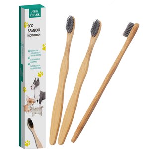 H&H Pets Eco-Friendly Reusable Bamboo Dog & Cat Toothbrush, 3 count, Large