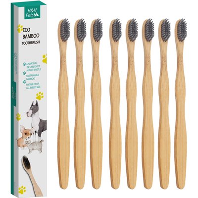 H&H Pets H&H Pets Reusable Bamboo Toothbrush for Dogs & Cats, 8 count, Large