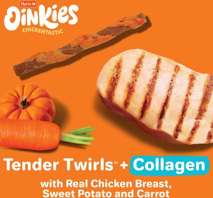 Show full view: HHartz Oinkies Tender Twirls + Collagen Rawhide-Free Natural Dog Chews, 9.5-oz bag, 20 count, bundle of 2 slide 4 of 13