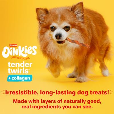 Show full view: HHartz Oinkies Tender Twirls + Collagen Rawhide-Free Natural Dog Chews, 9.5-oz bag, 20 count, bundle of 2 slide 9 of 13