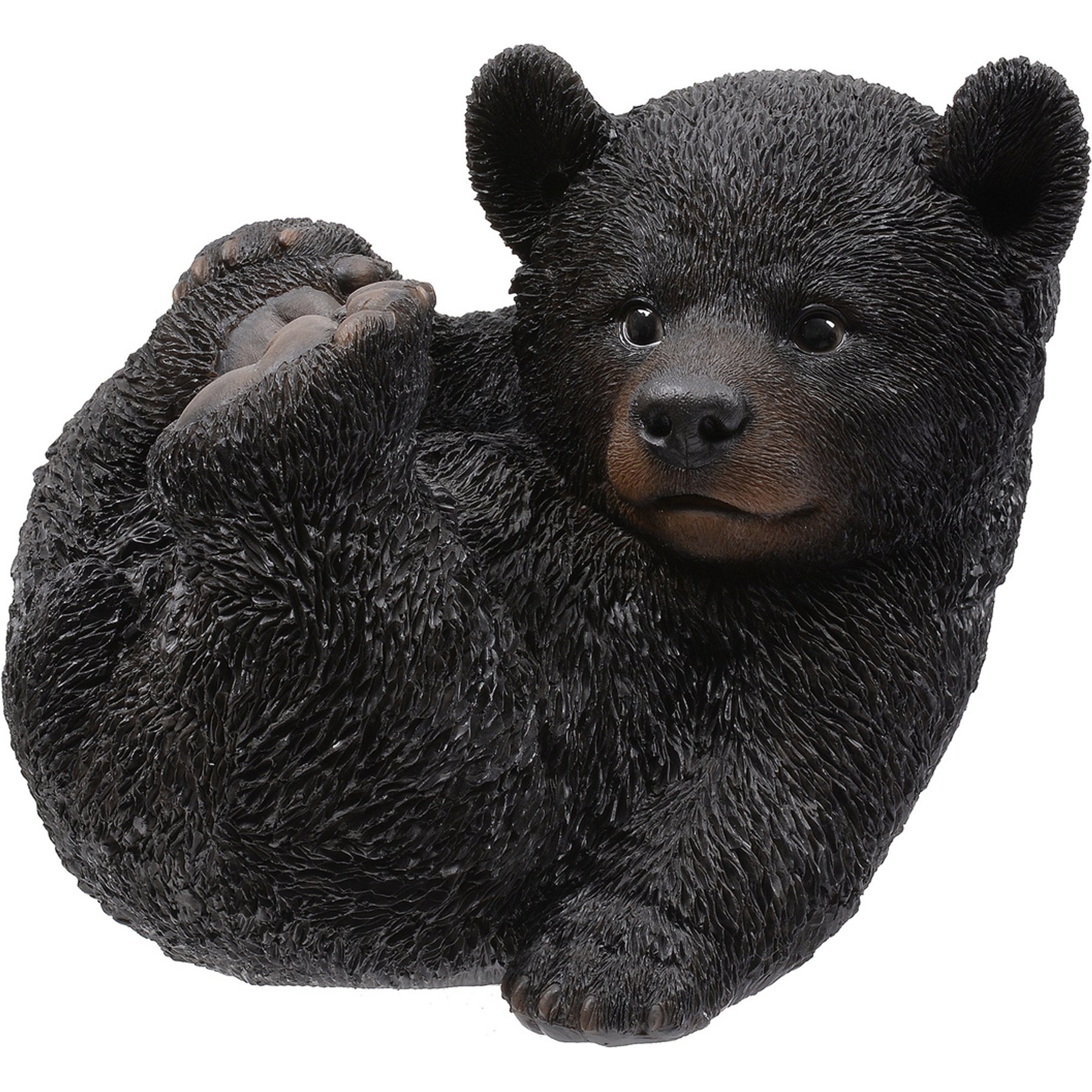 Hi-Line Gift Baby Bear Lying Statue, Black, 9.21-in