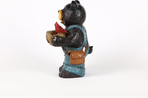 Show full view: Hi-Line Gift Bear Holds Bird Bath with Cardinal, Brown slide 4 of 9