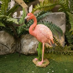 Hi-Line Gift Flamingo Standing Statue, Pink/ Black, 7.68-in