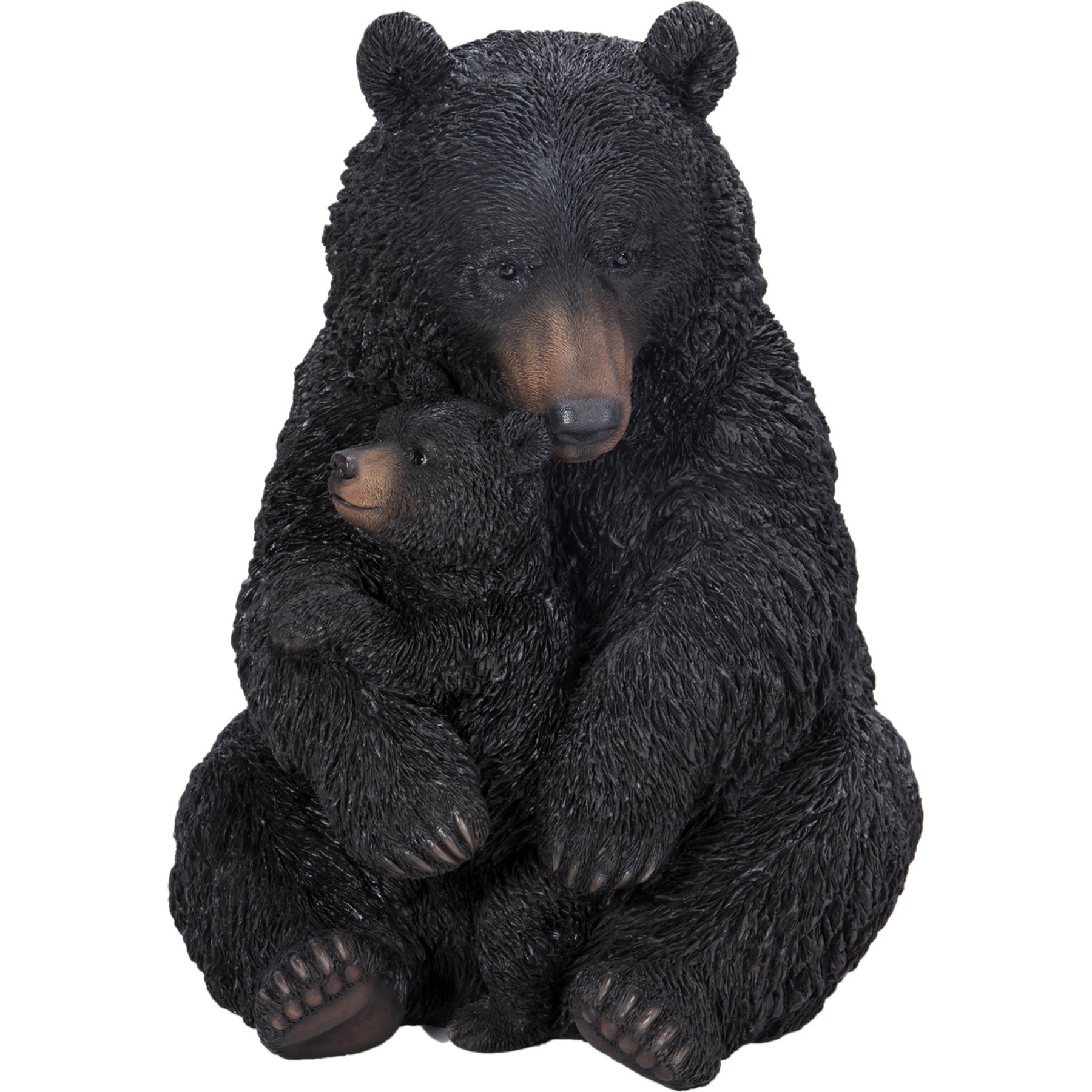 Hi-Line Gift Large Black Bear Mother & Child Embracing Statue, Black/Brown, 19.88-in