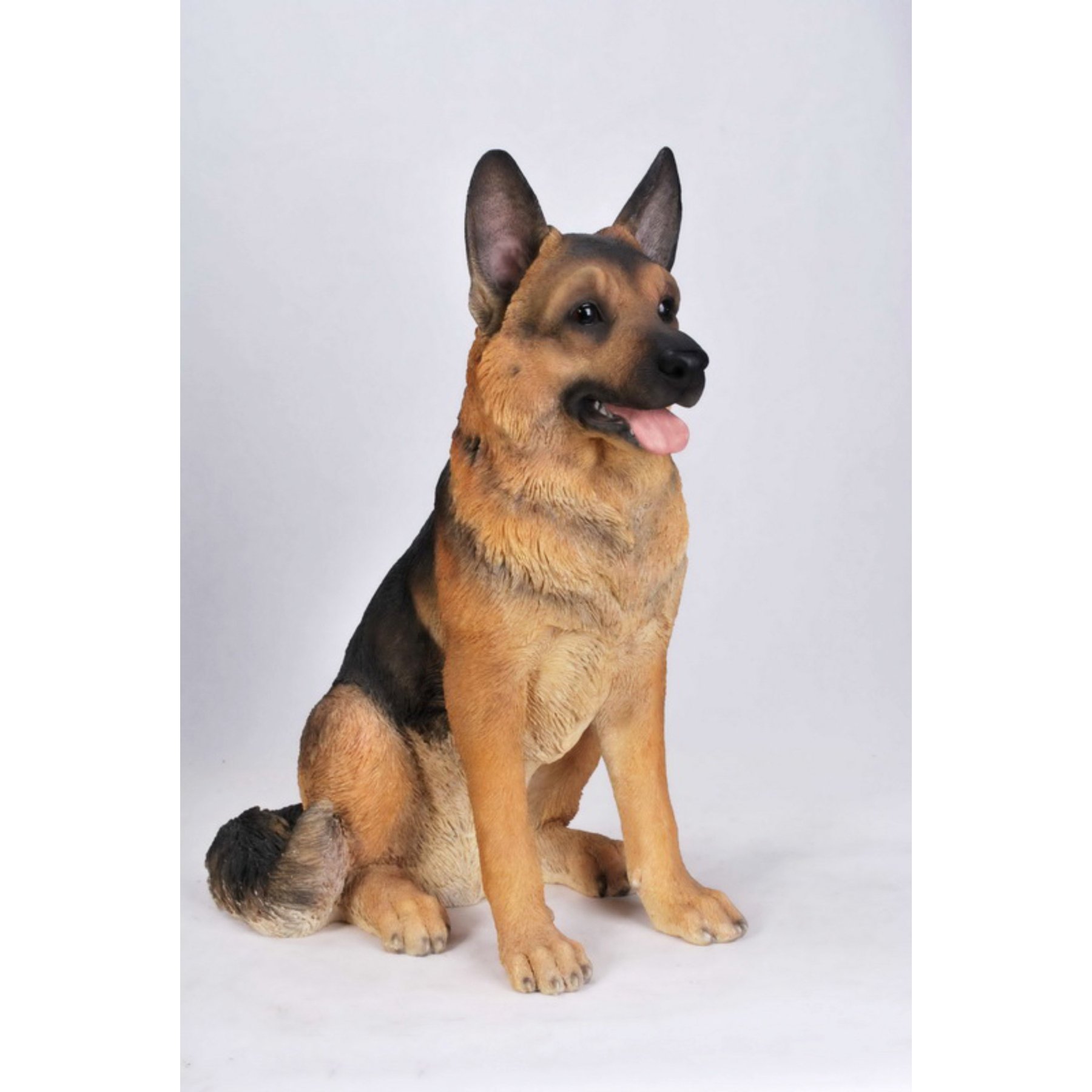 Hi-Line Gift Large Sitting German Shepherd Statue, Black/Brown, 18-in