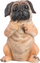 Hi-Line Gift Pug Puppy Sitting Statue, Beige/Black, 7-in