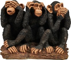 Hi-Line Gift See/Hear/Speak No Evil Monkey Family Exclusive Statue, Black/Tan, 16-in