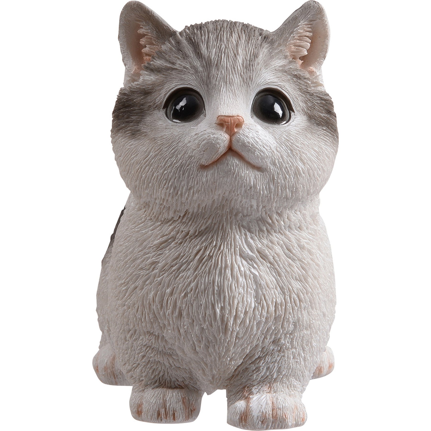 Hi-Line Gift Sitting Cat Kitten Statue-Gray Statue, Grey, 8.07-in