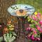 Show in main carousel: Hi-Line Gift Solar Blue Bird with Peach Blossom Glass Bird Bath with Stand, Multicolor slide 1 of 10