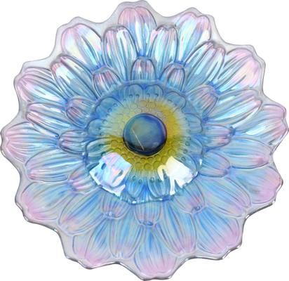 Show full view: Hi-Line Gift Solar Blue Floral Glass Bird Bath with Stand, Multicolor slide 2 of 10