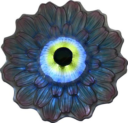 Show full view: Hi-Line Gift Solar Blue Floral Glass Bird Bath with Stand, Multicolor slide 6 of 10