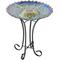 Show in main carousel: Hi-Line Gift Solar Blue Fusion Mosaic Floral Glass Bird Bath with Stand, Multicolor slide 3 of 10