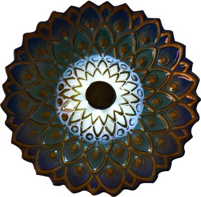 Show full view: Hi-Line Gift Solar Blue Fusion Mosaic Floral Glass Bird Bath with Stand, Multicolor slide 6 of 10