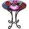 Show in main carousel: Hi-Line Gift Solar Butterfly with Chinese Herbaceous Peony Glass Bird Bath with Stand, Multicolor slide 9 of 10