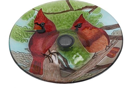Show full view: Hi-Line Gift Solar Cardinal Glass Bird Bath with Stand, Multicolor slide 3 of 10
