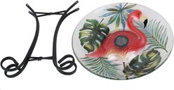 Hi-Line Gift Solar Flamingo with Tortoise Shell Glass Bird Bath with Stand, Multicolor slide 2 of 9