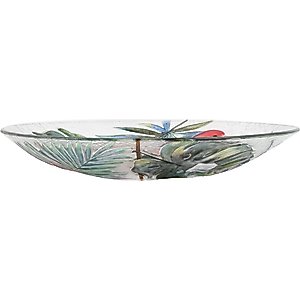 Hi-Line Gift Solar Flamingo with Tortoise Shell Glass Bird Bath with Stand, Multicolor